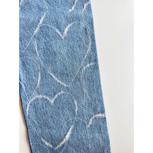 ZARA Medium Wash Heart Distressed High Rise Straight Leg Jeans, Size 6/28 - Picture 7 of 15